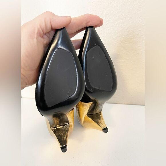 AGL gold metallic black leather Ankle boots 37 - Picture 7 of 11